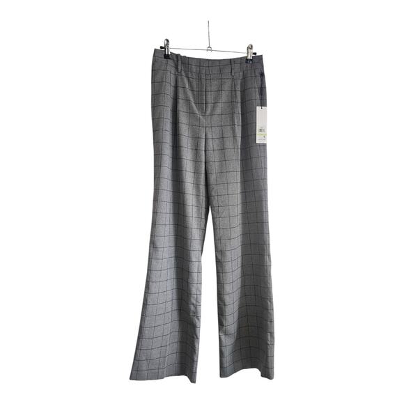 NWT Calvin Klein Womens Size 4 Gray Wide-Leg Check Pattern Dress Pants Trouser - Picture 1 of 4